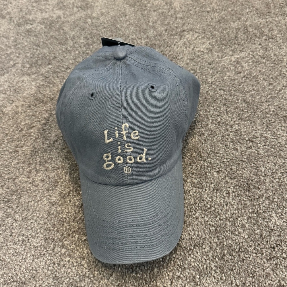 Life is Good Chill Cap Vintage Wordmark Grey/blue Adult Unisex